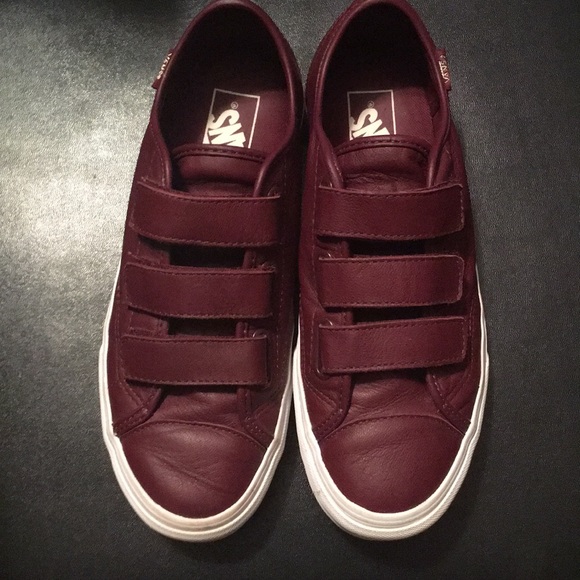 maroon leather vans